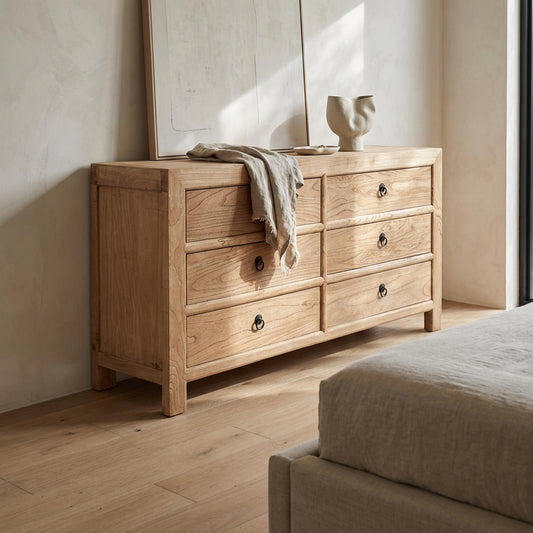 Linear 6 Drawer Cabinet | Natural | 160 cm