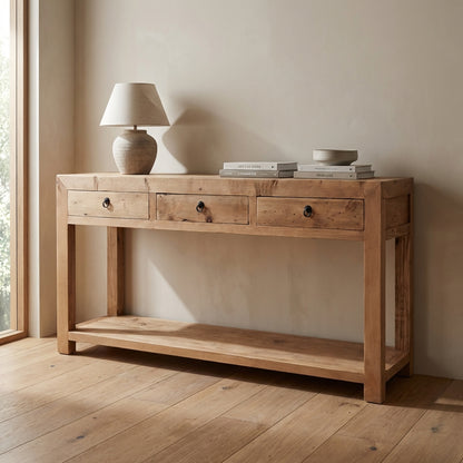 Linear 3 Drawer Console | Rustic | 160 cm
