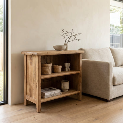 Heritage 2 Pocket Low Shelf | Rustic | 90 cm