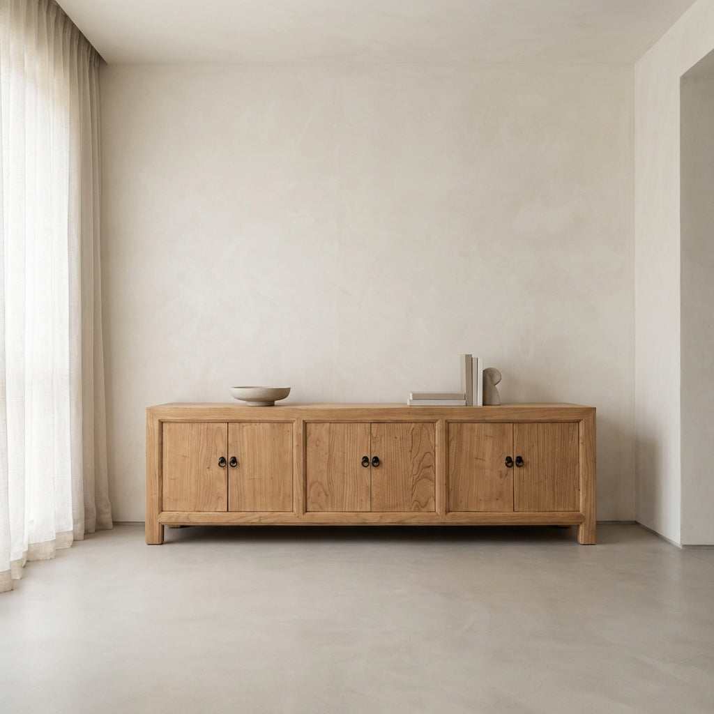 Linear 6 Door Low Cabinet | Natural | 200 cm