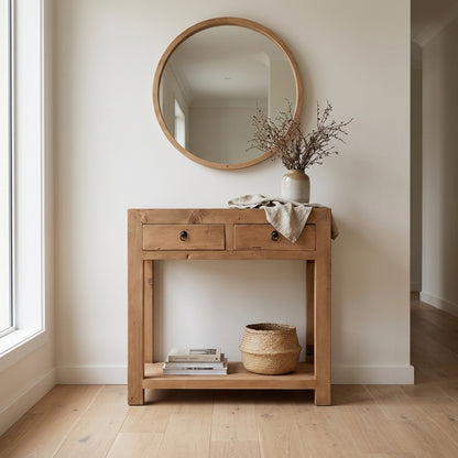 Linear 2 Drawer Console | Rustic | 90 cm