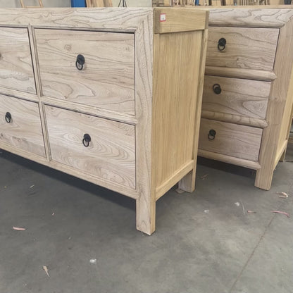 Linear 6 Drawer Chest Cabinet | Natural | 180 cm