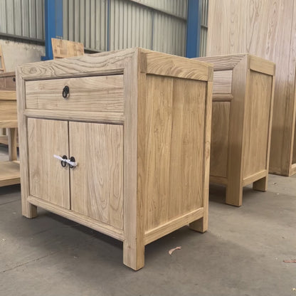 Linear 1 Drawer 2 Door Bedside | Natural | 75 cm