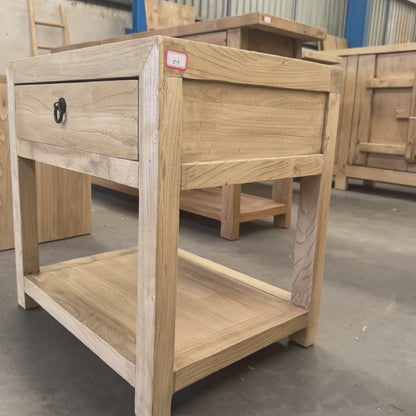 Linear 1 Drawer Open Bedside | Natural | 60 cm