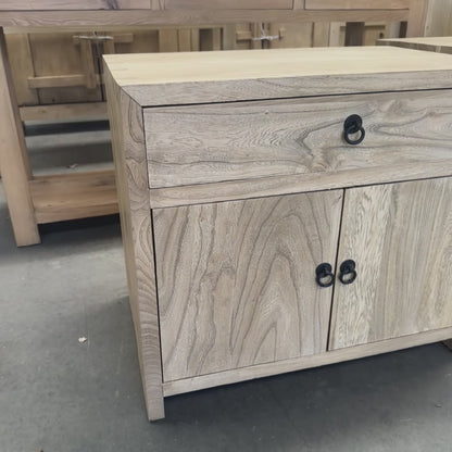 Linear 1 Drawer 2 Door Bedside | Natural | 70 cm