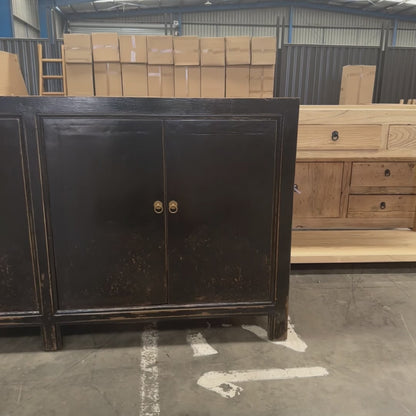 Linear 4 Door Cabinet | Black Distressed | 175 cm