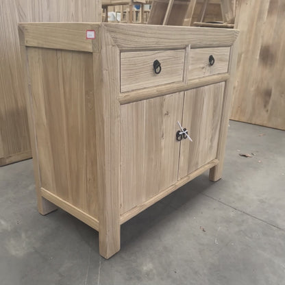 Linear 2 Drawer 2 Door Cabinet | Natural | 90 cm