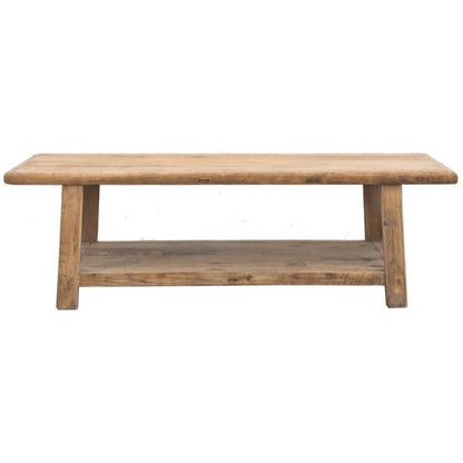 Recycled Elm Coffee Table with Shelf - 1.6m