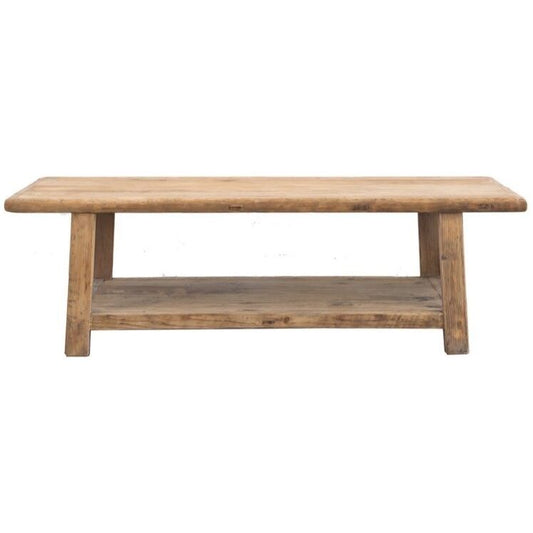 Recycled Elm Coffee Table with Shelf - 1.6m