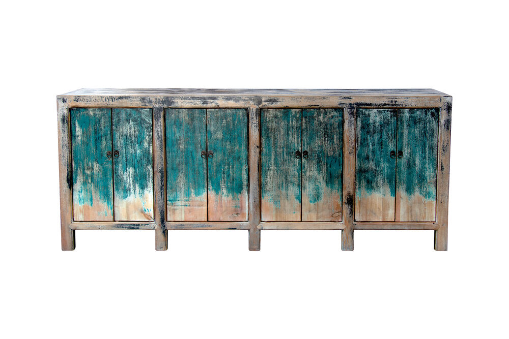 Rustic Blue Paint Buffet Table (H13)
