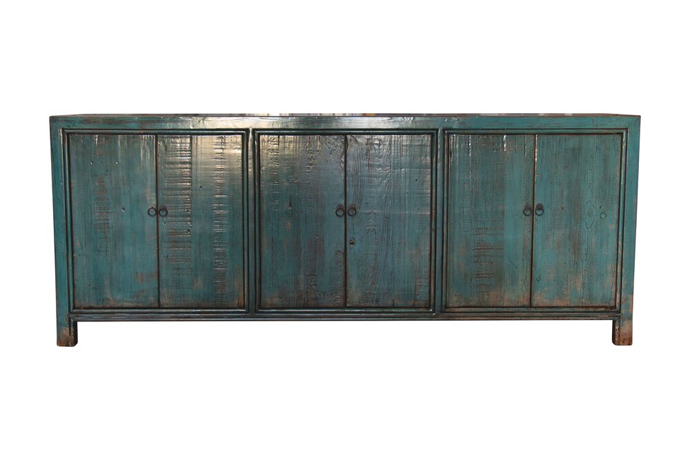 6 Door Blue Lacquered Buffet Table (H8)