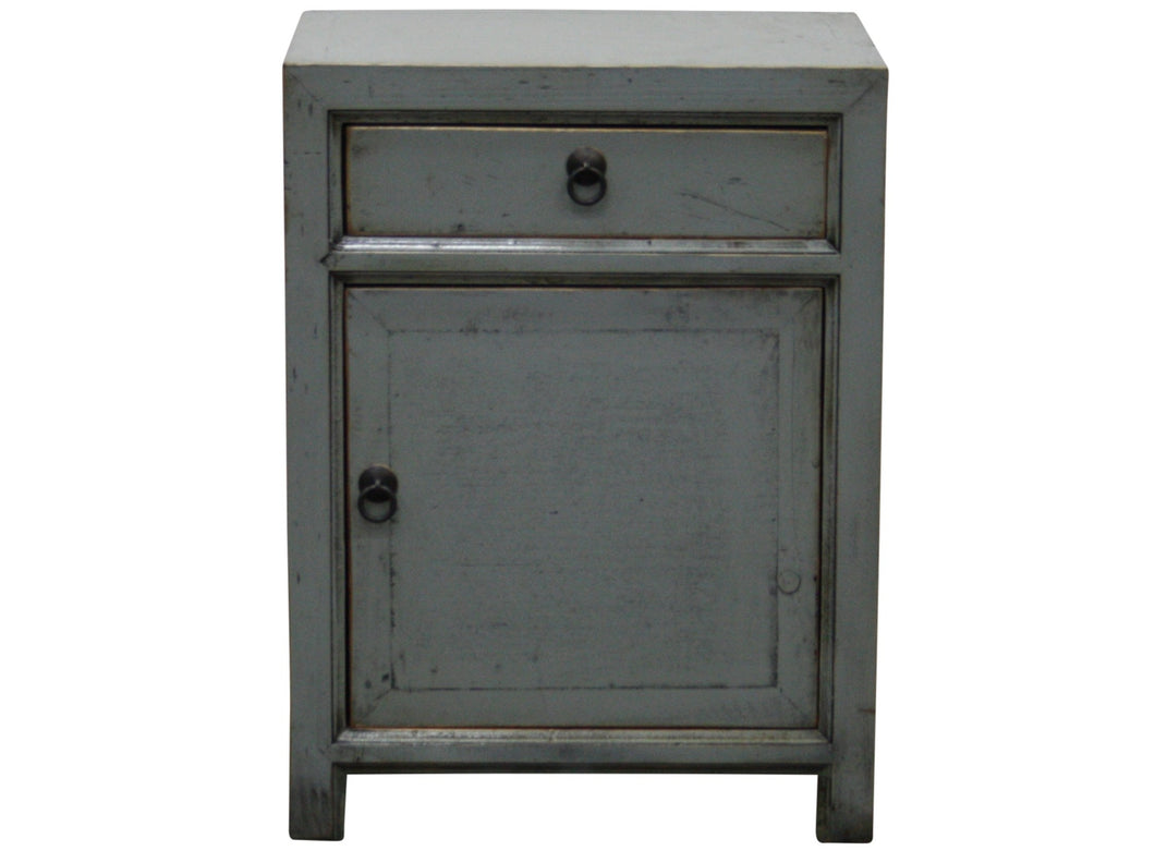 Lacquered Elm Bedside Table - Grey