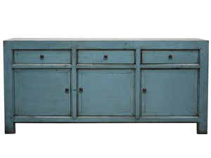Lacquered Buffet 3 Drawer 3 Door - Blue
