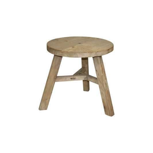Low Round Reclaimed Elm Side Table